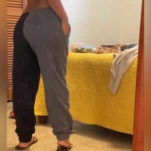 Quiksilver Black and Gray Sweatpants with Red Logo